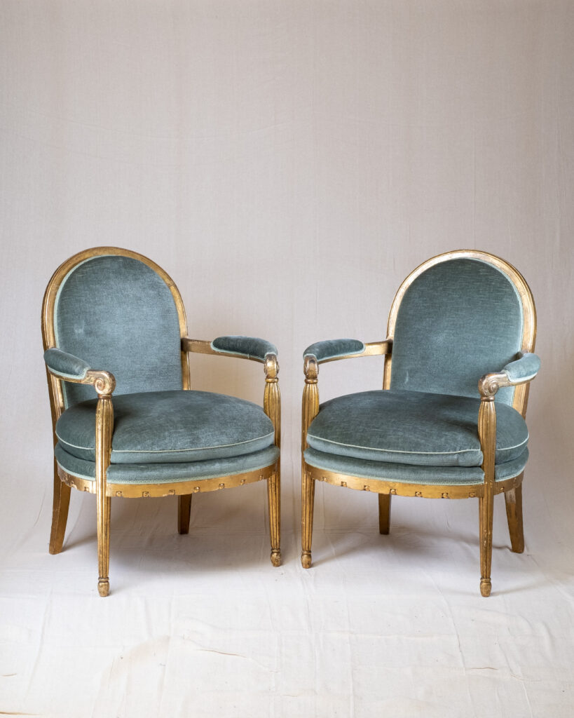 A second pair of French giltwood armchairs by Paul Follot, circa 1920.
