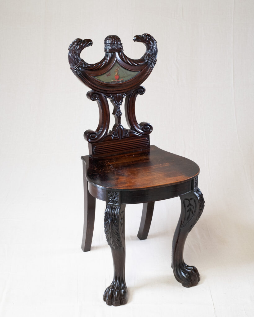 Carved mahogany hall chair