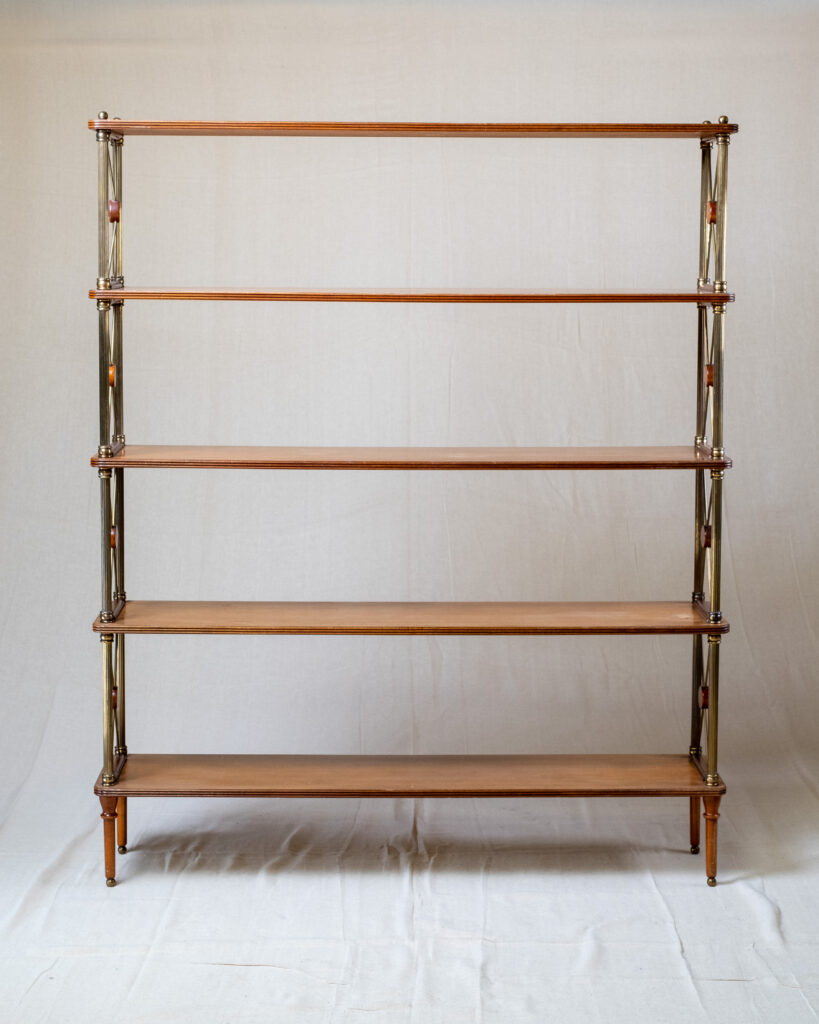 A mahogany and brass etagere by Maison Jansen, 1970s.