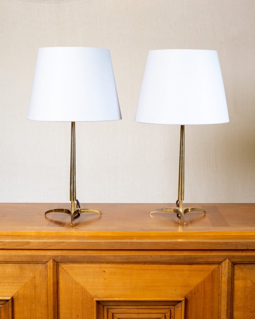 A pair of 1960s brass table lamps.