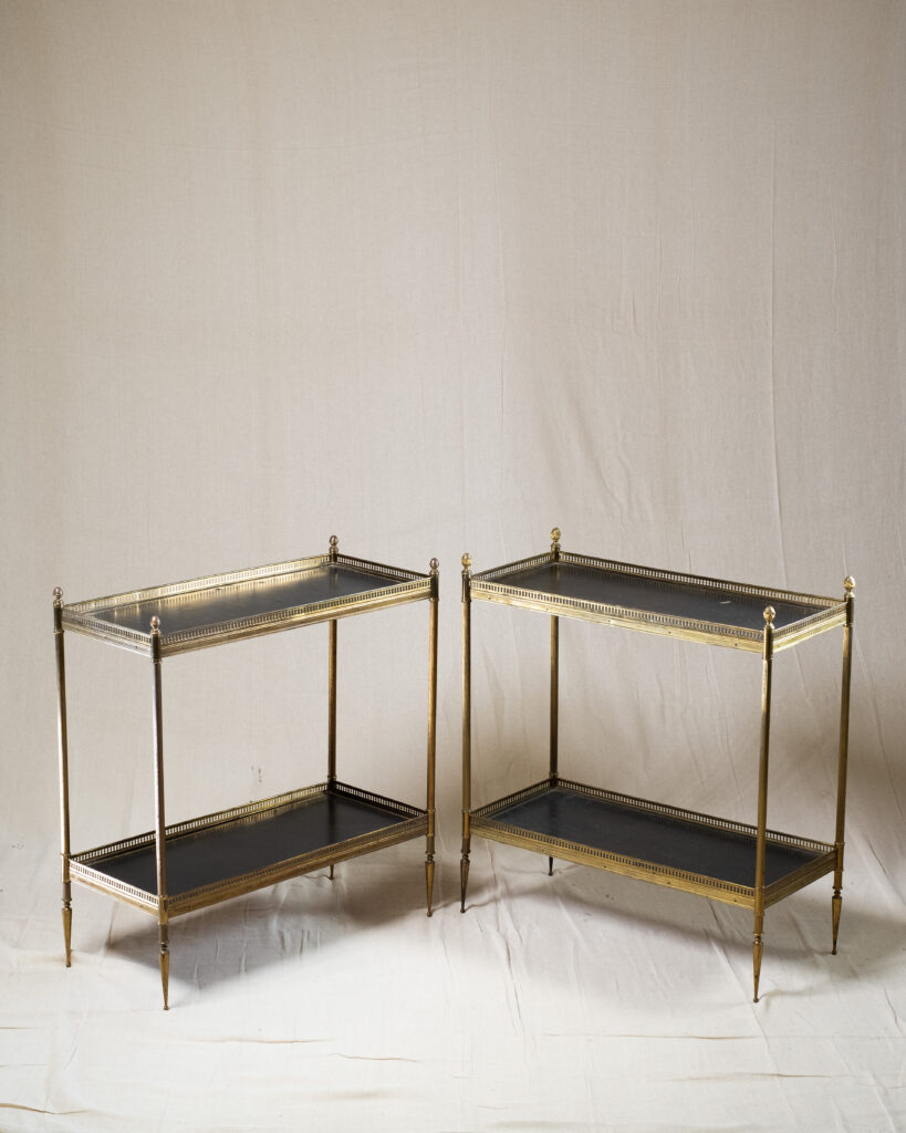 A pair of two-tiered side tables by Maison Bagues, circa 1970.